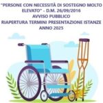Avviso pubblico per la presentazione delle istanze di accesso al beneficio economico per “le persone con necessità di sostegno molto elevato” di cui all’art. 3 del D.M. 26 settembre 2016 in applicazione dell’art. 9 della L.R. 8/2017 e ss.mm.ii., del D.P.R.S. 31 agosto 2018 n. 589 e della circolare interassessoriale n.5 del 22/06/2021 dell’assessorato regionale della salute e dell’assessorato regionale della famiglia e delle politiche sociali.